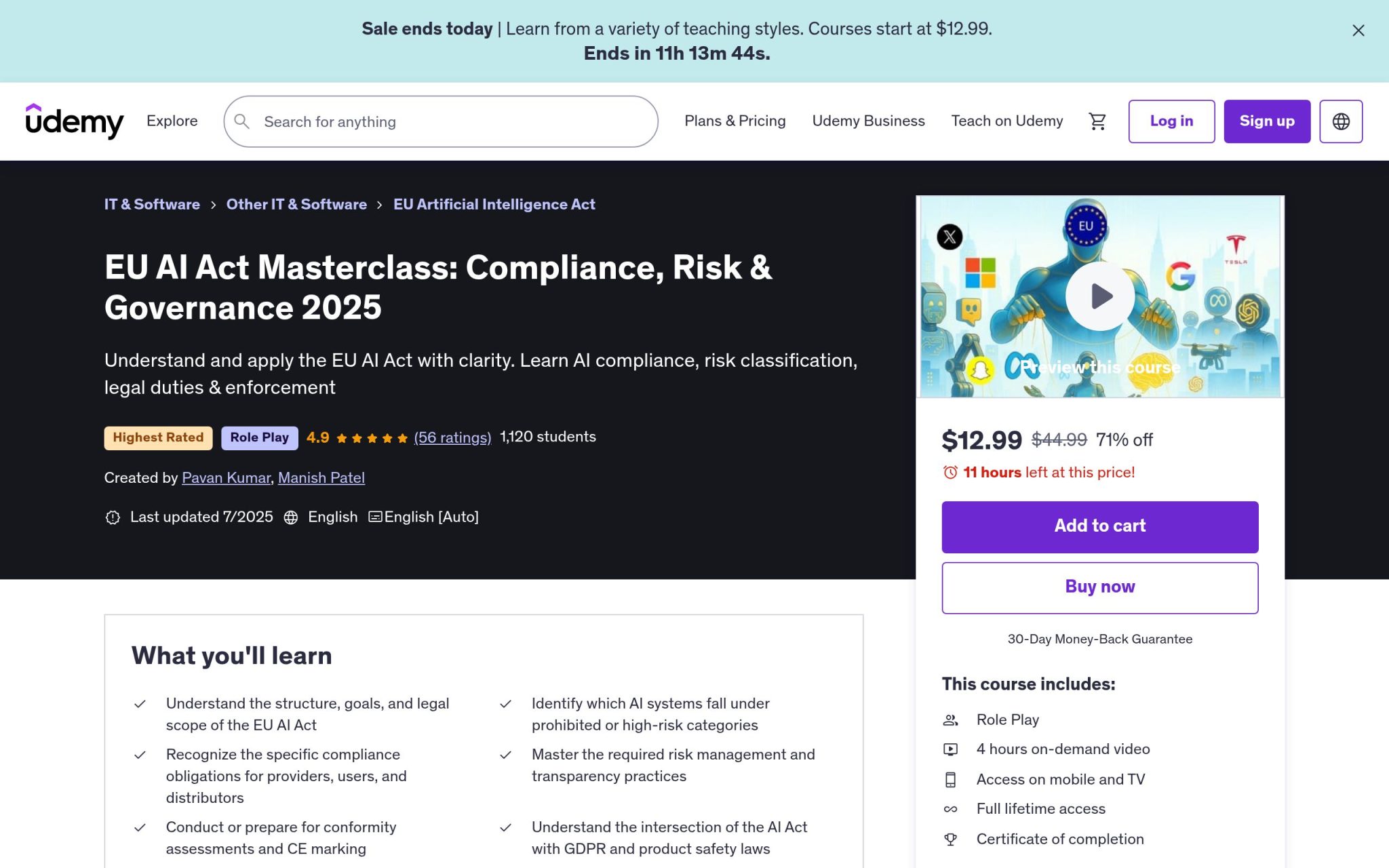 EU AI Act Masterclass: Compliance, Risk & Governance 2025 - Udemy