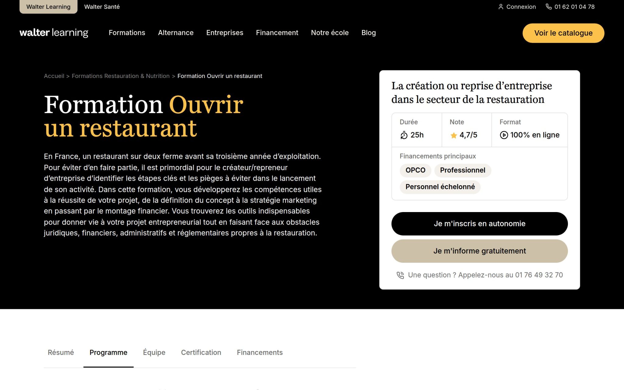 Formation Ouvrir un restaurant - Walter Learning