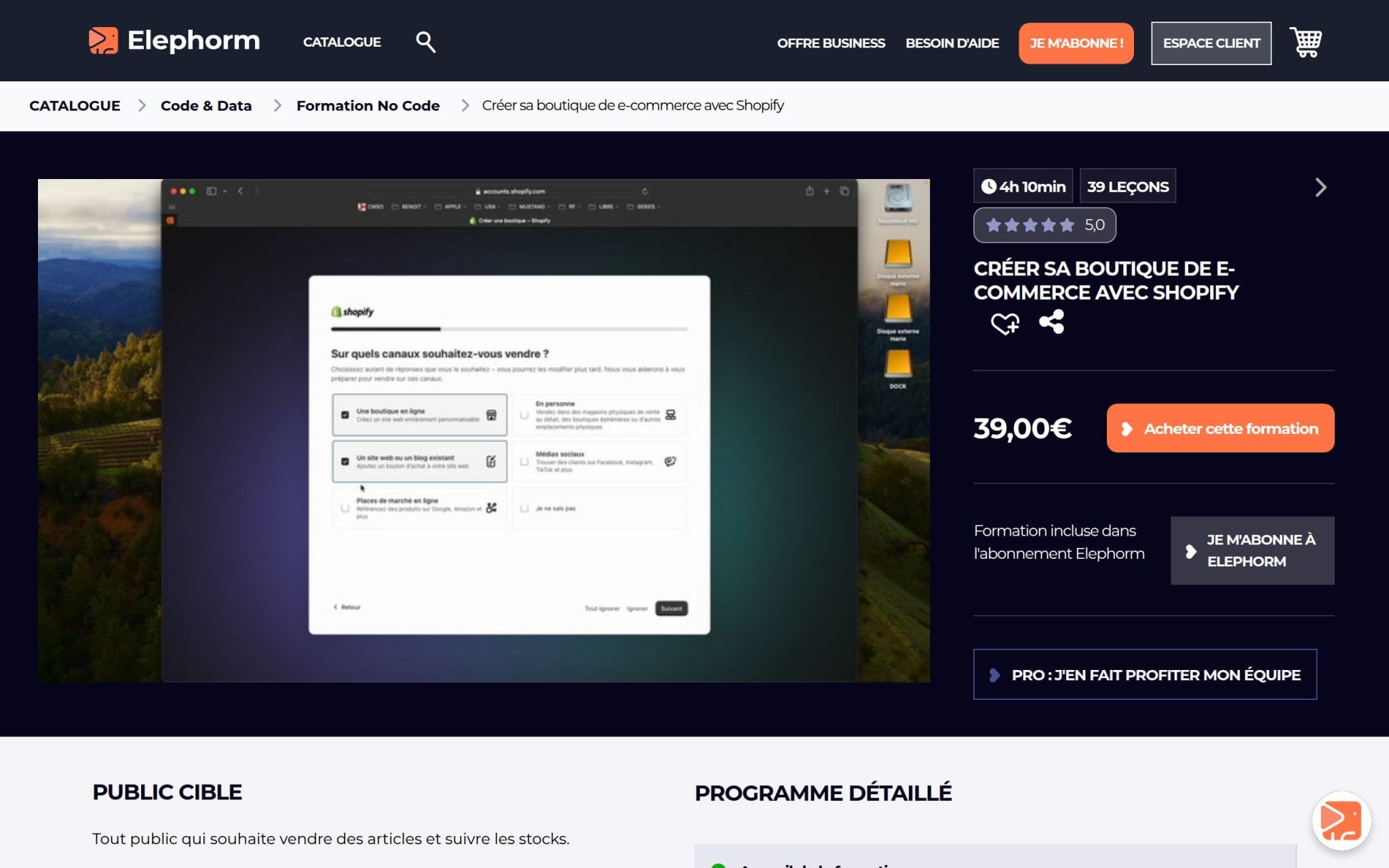 CrĂ©er sa boutique de eâcommerce avec Shopify - Elephorm