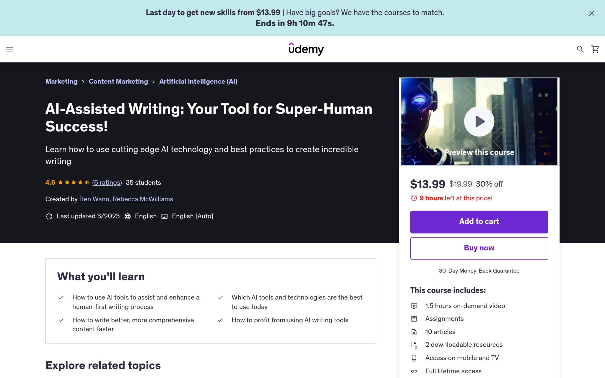 Écriture assistée par l’IA : votre outil pour un succès surhumain ! - Udemy