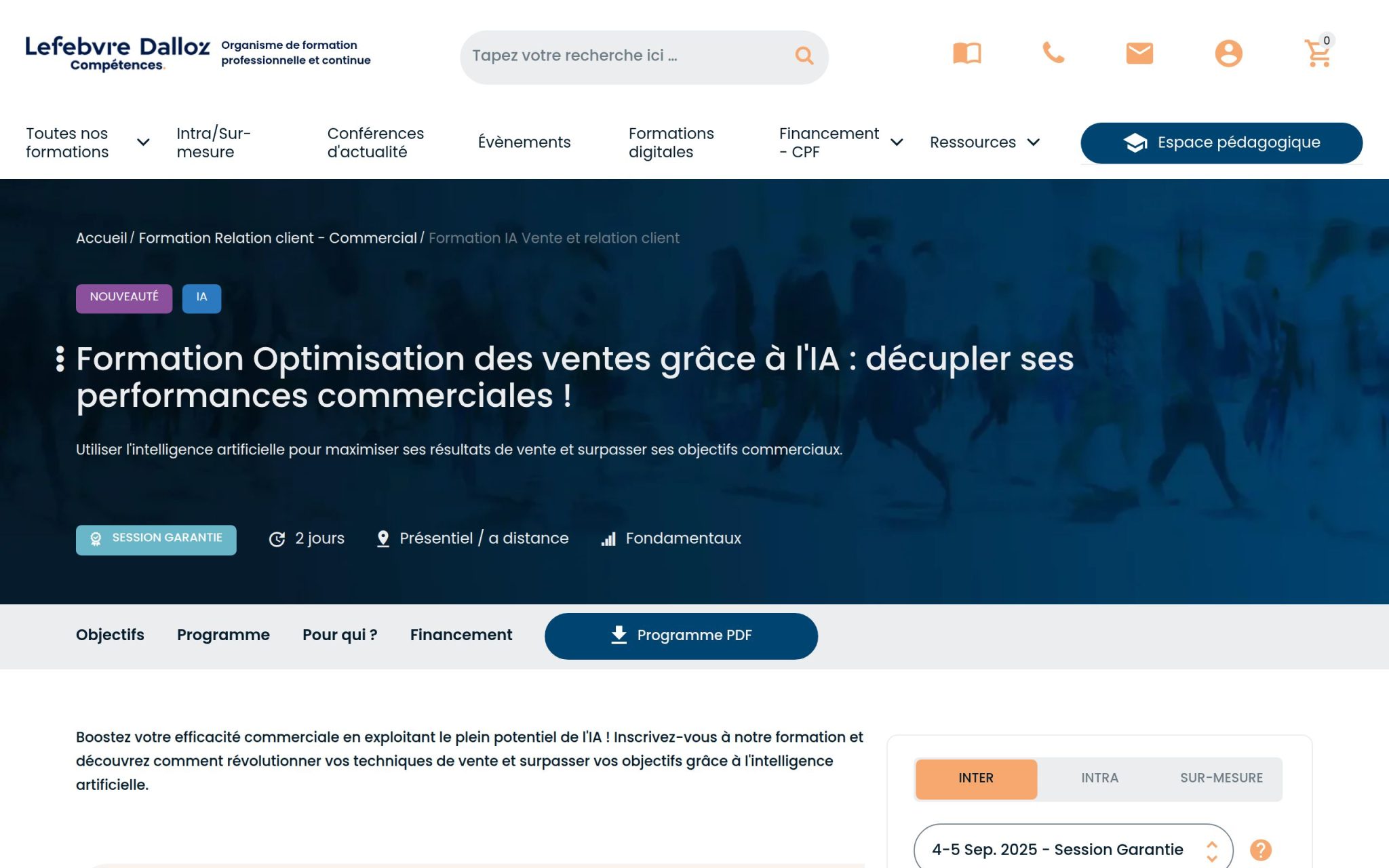 Formation Optimisation des ventes grâce à l'IA - Lefebvre Dalloz Compétences
