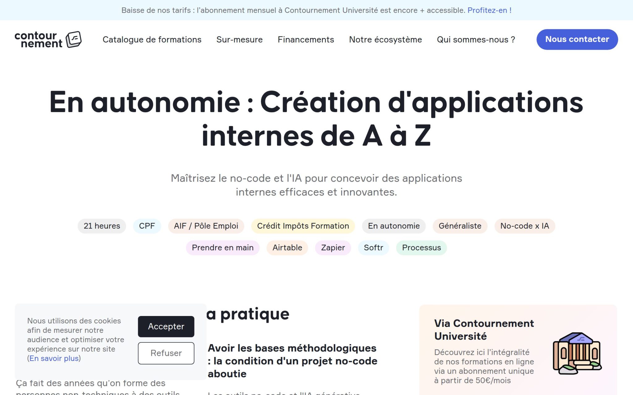 Formation Apprendre à concevoir des applications internes avec le no-code et l'IA - Contournement