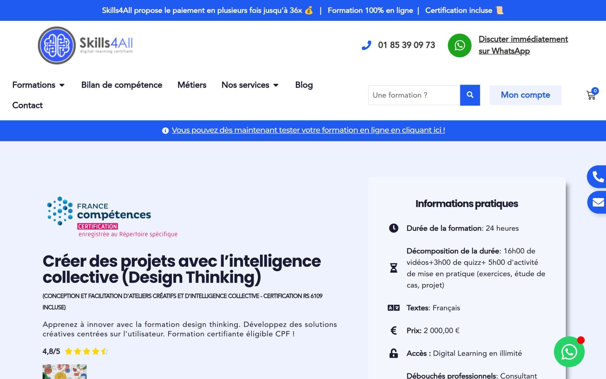 Formation Créer des projets avec l’intelligence collective (Design Thinking) - Skills4All