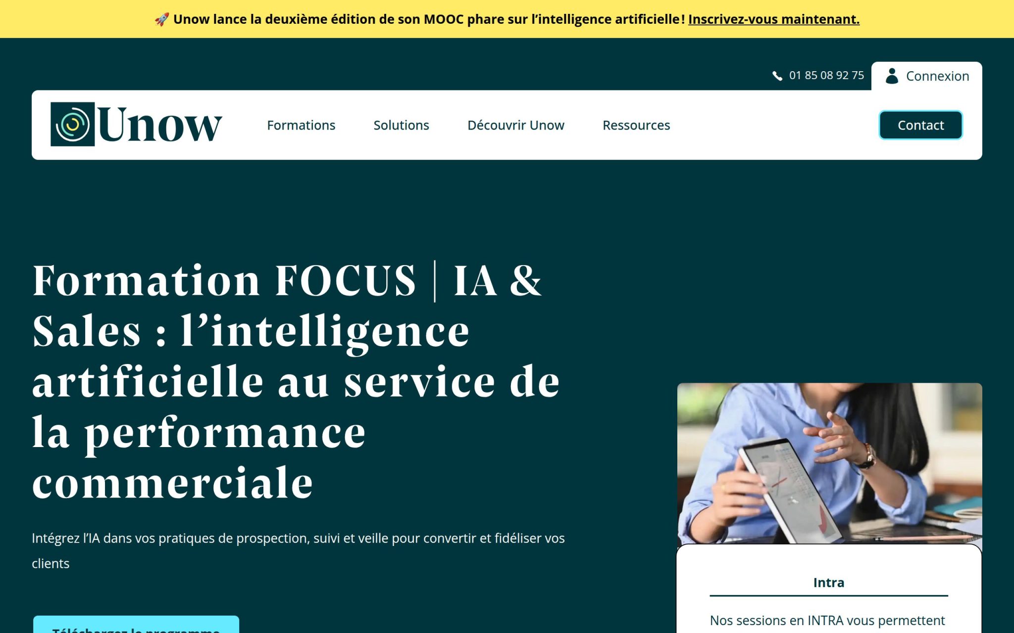 Formation FOCUS | IA & Sales : l’intelligence artificielle au service de la performance commerciale - Unow