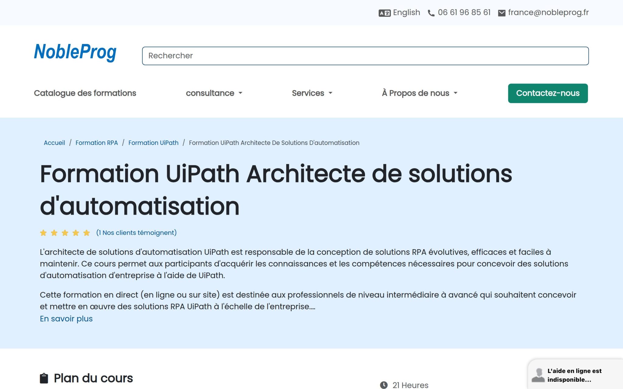 Formation UiPath Architecte de solutions d'automatisation - NobleProg