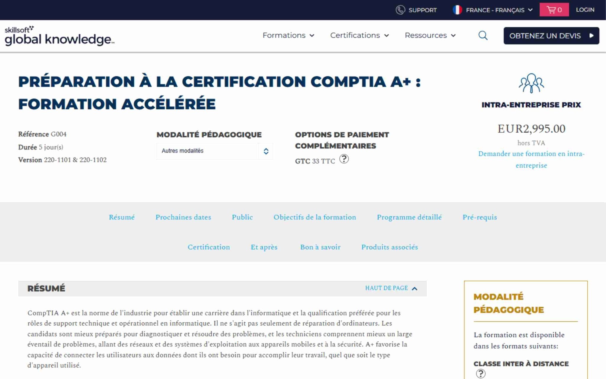 Préparation à la Certification CompTIA A+ : Formation accélérée - Skillsoft Global Knowledge