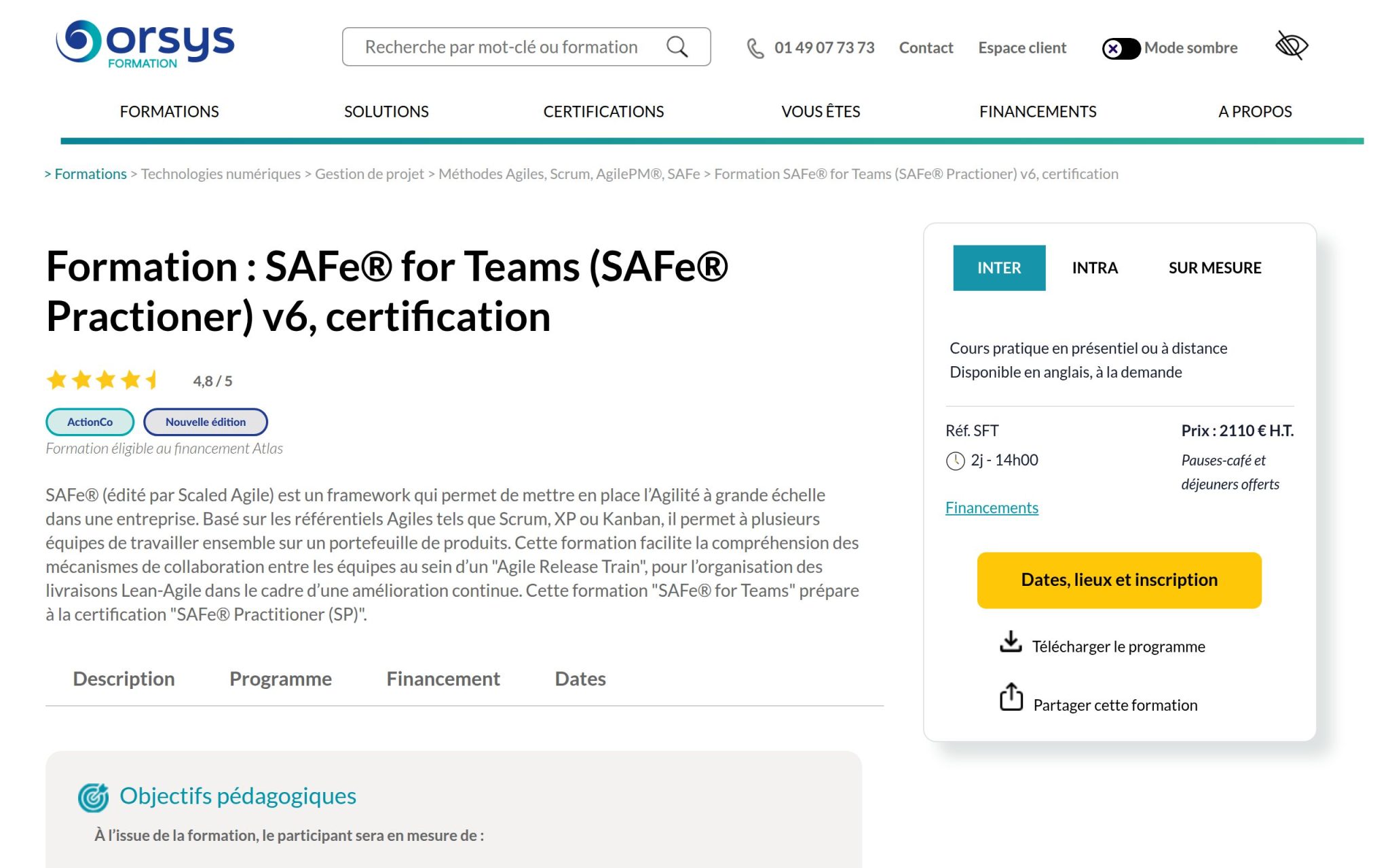 Formation : SAFeÂź for Teams - Orsys