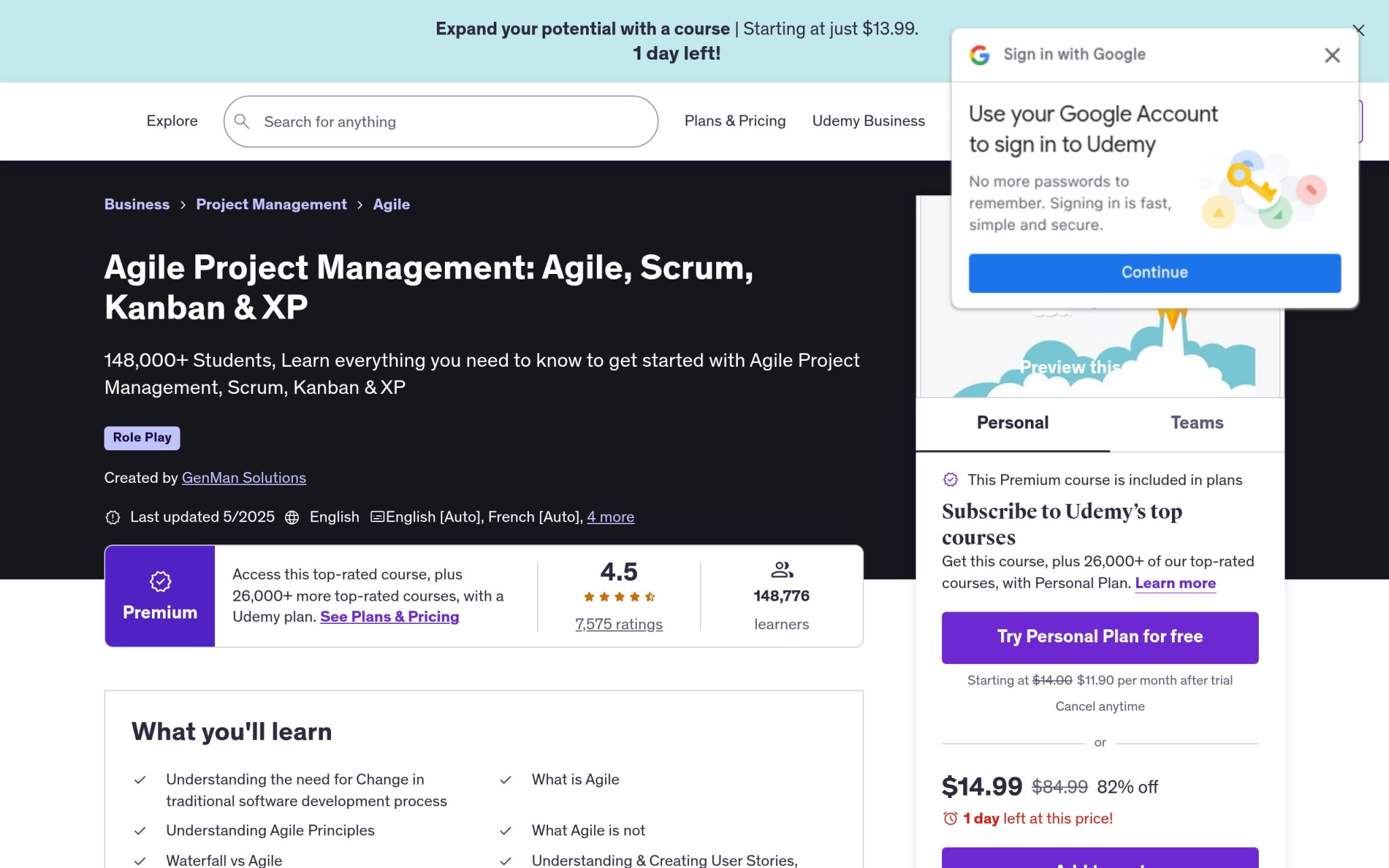 Agile Project Management: Agile, Scrum, Kanban & XP - Udemy