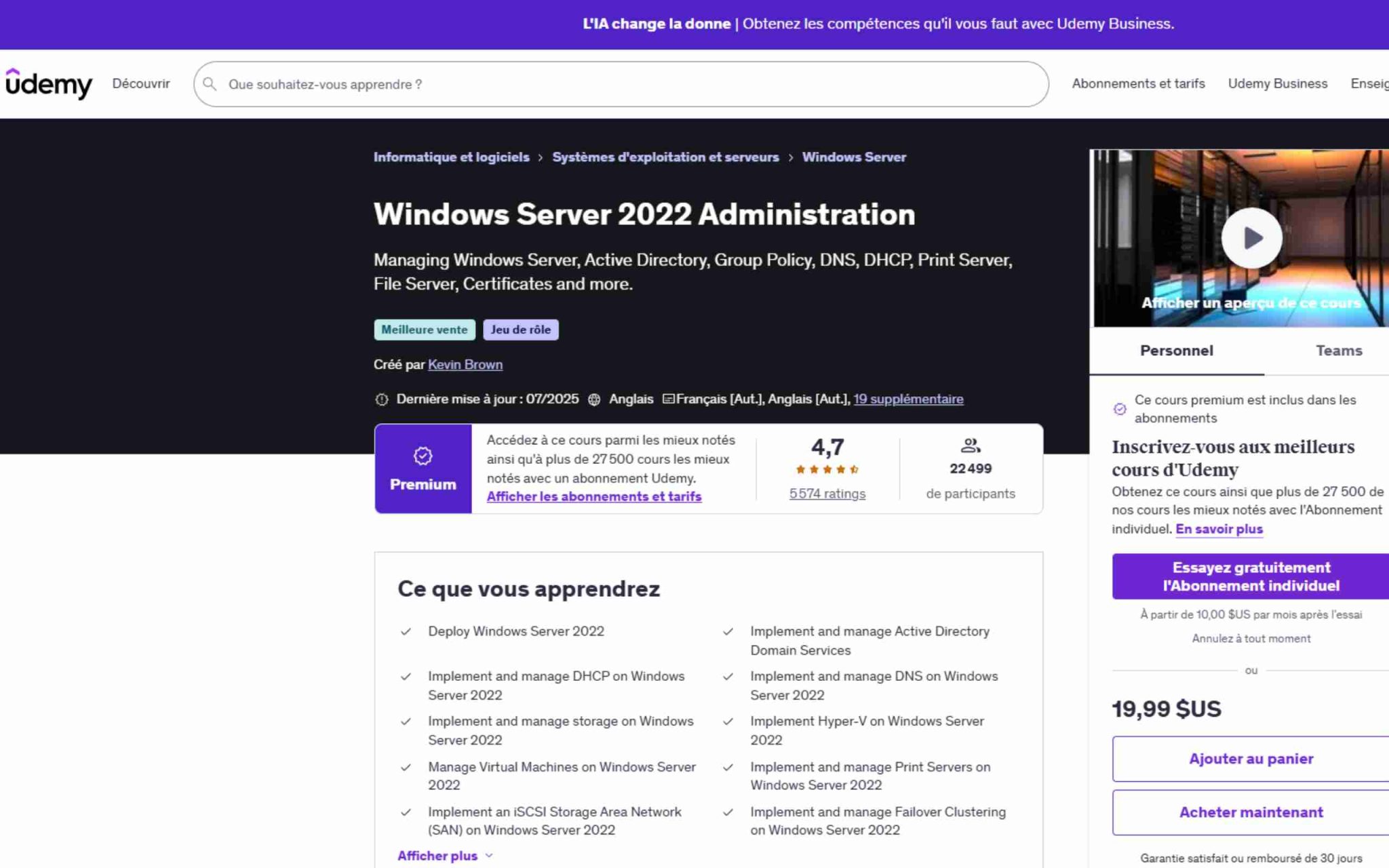 Windows Server 2022 Administration - Udemy