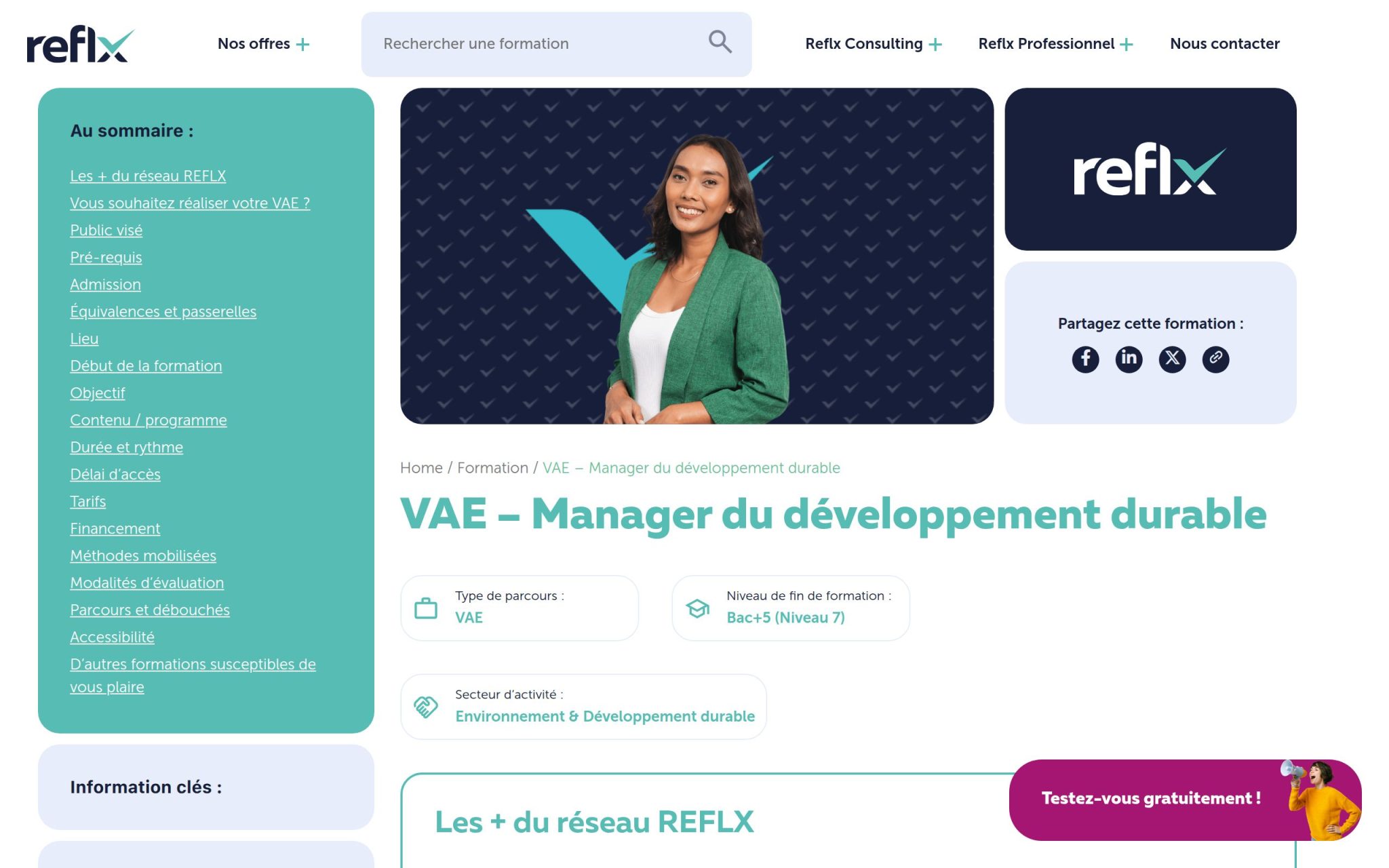Manager du développement durable - REFLX
