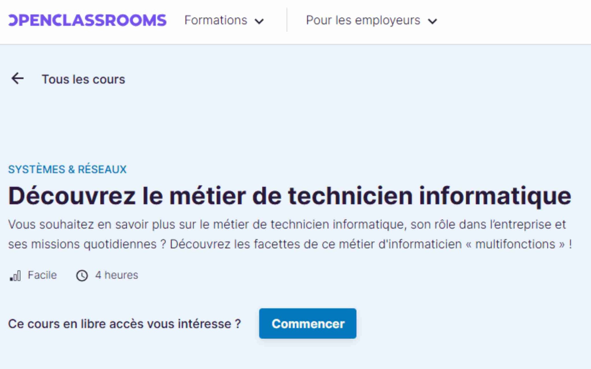 Technicien informatique - OpenClassrooms