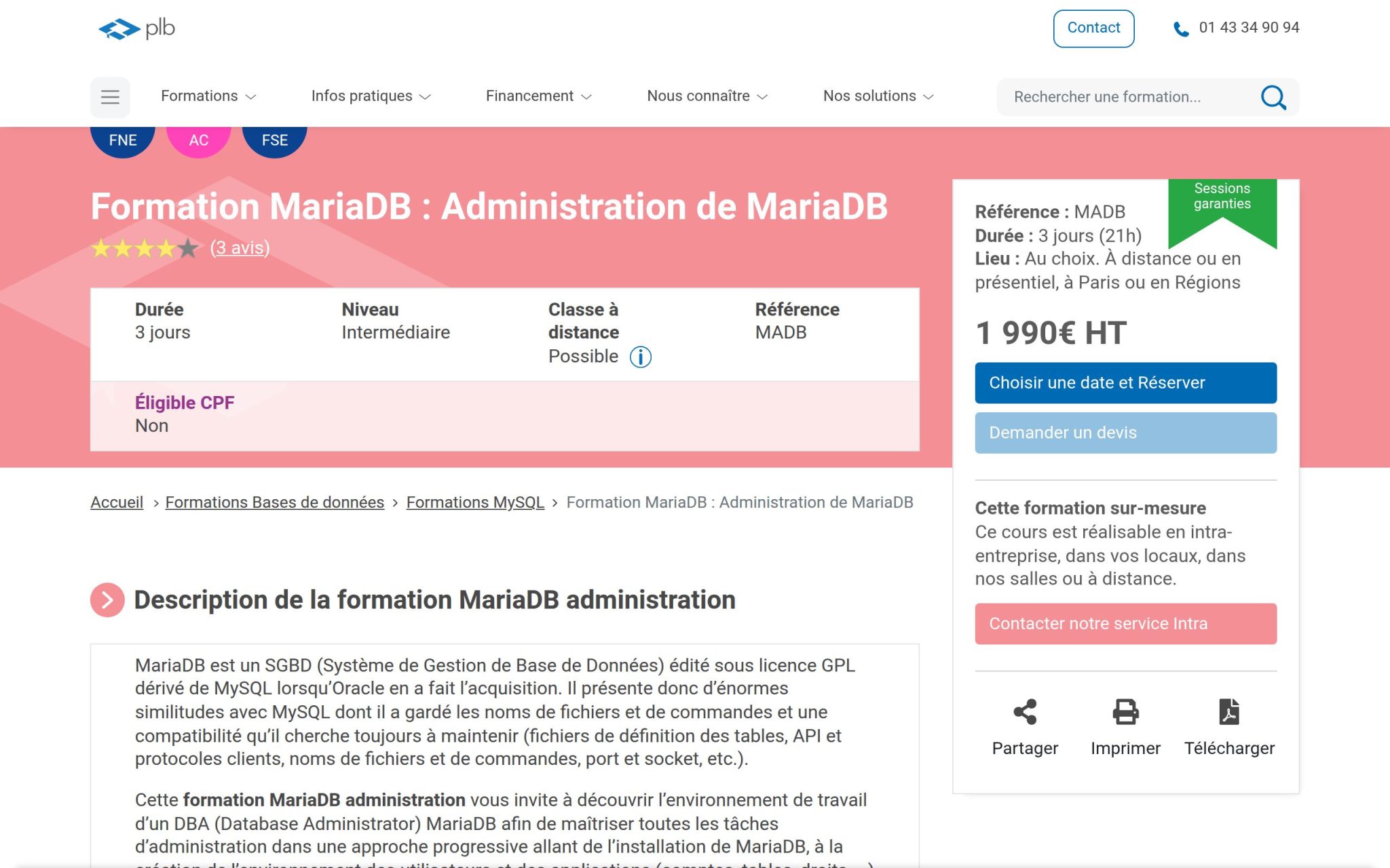 Formation MariaDB : Administration de MariaDB - Plb Consultant