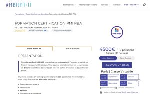 Formation Préparation à la Certification PMI PBA® – Ambient IT