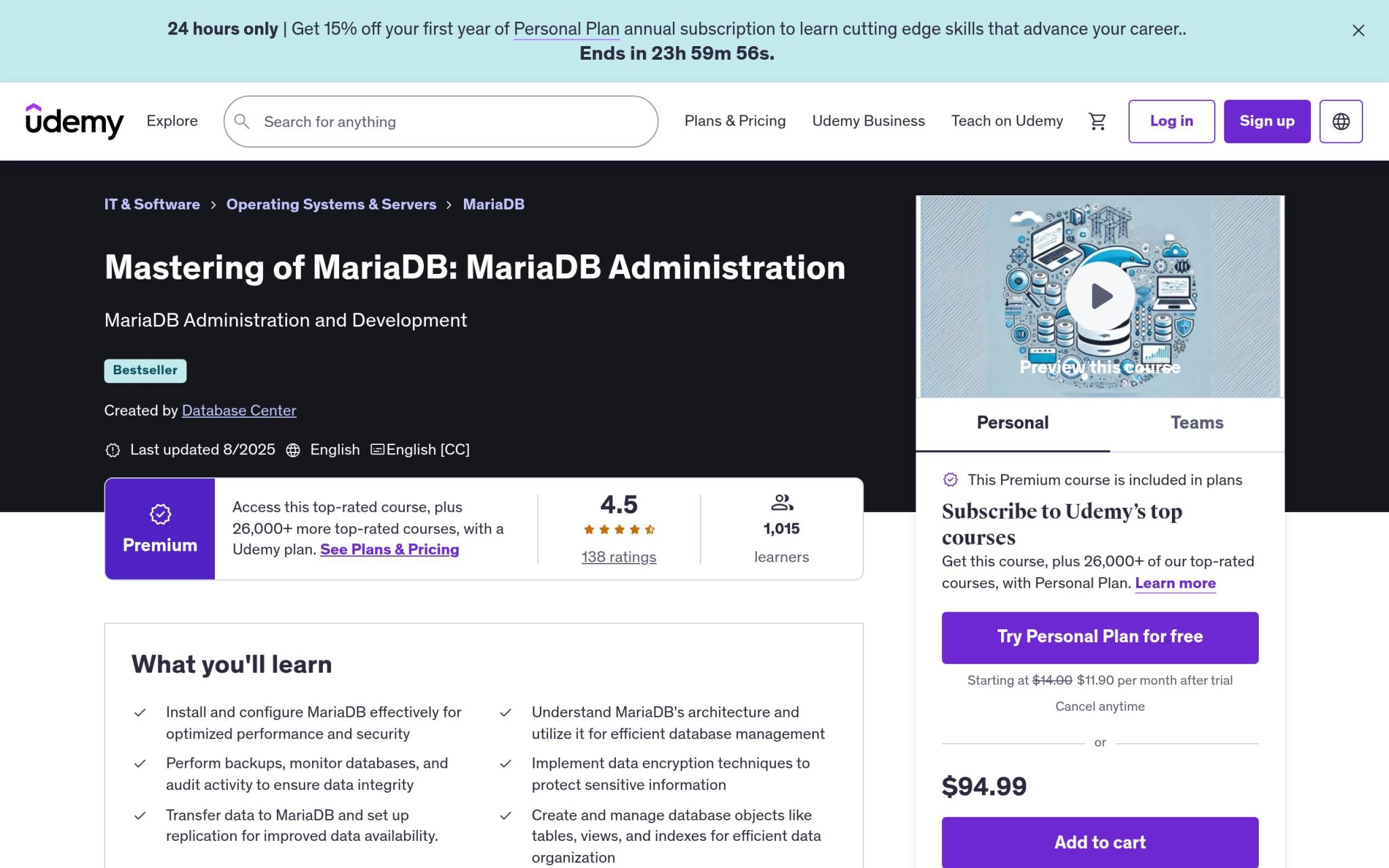 MaĂźtrise de MariaDB : Administration de MariaDB - Udemy