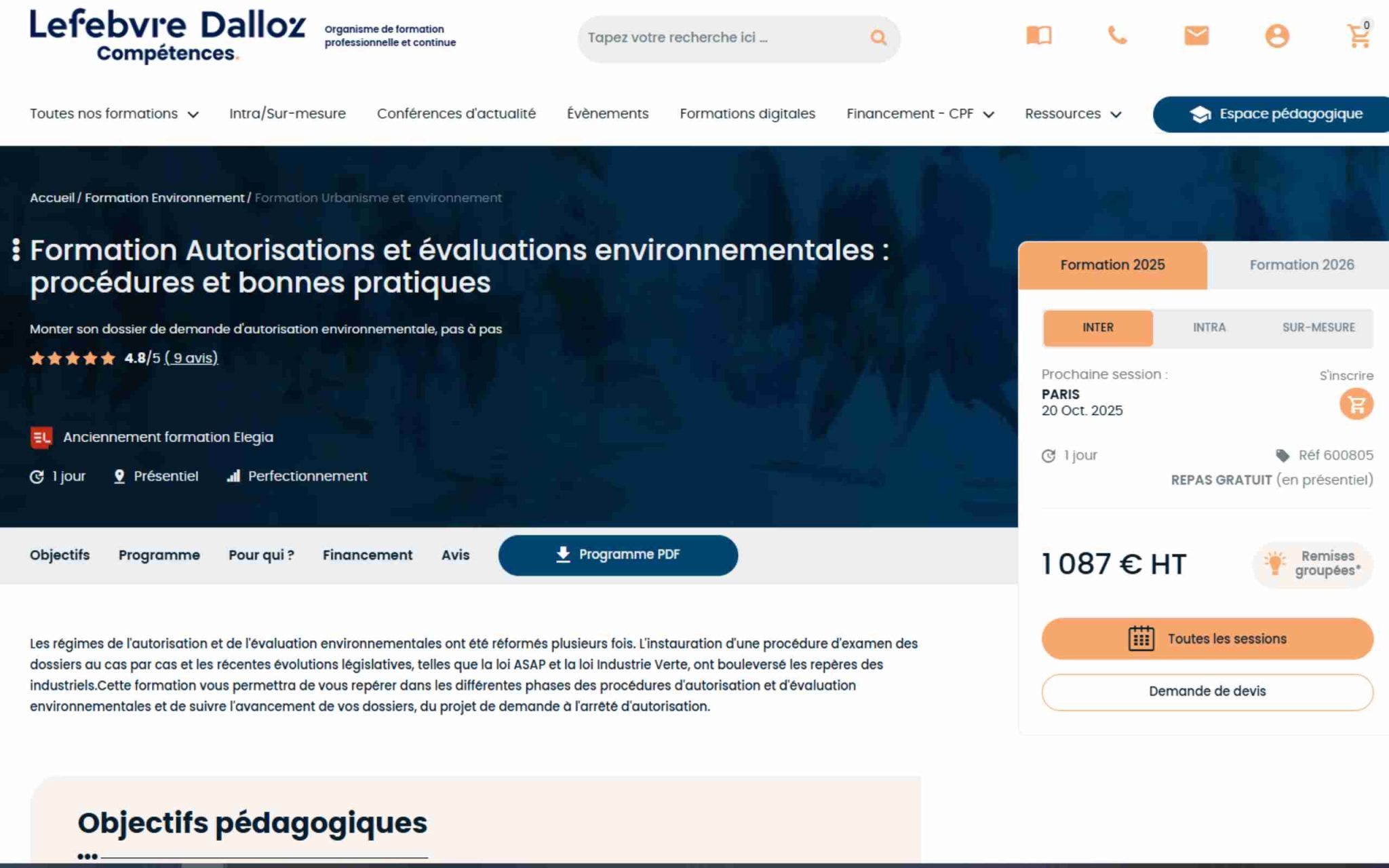 Formation Autorisations et évaluations environnementales - Lefebvre Dalloz Compétences
