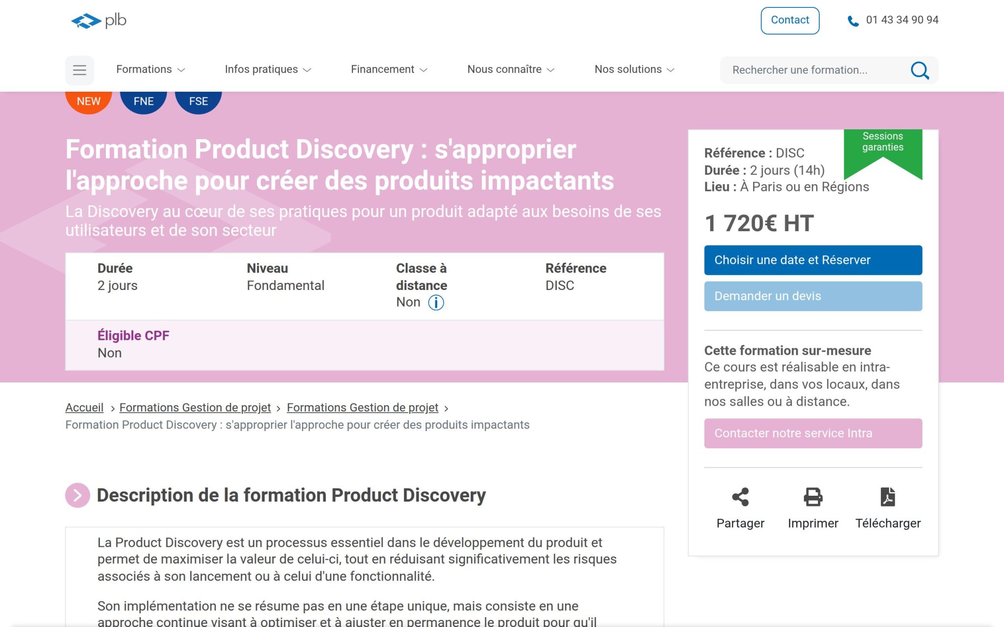 Formation Product Discovery - Plb Consultant