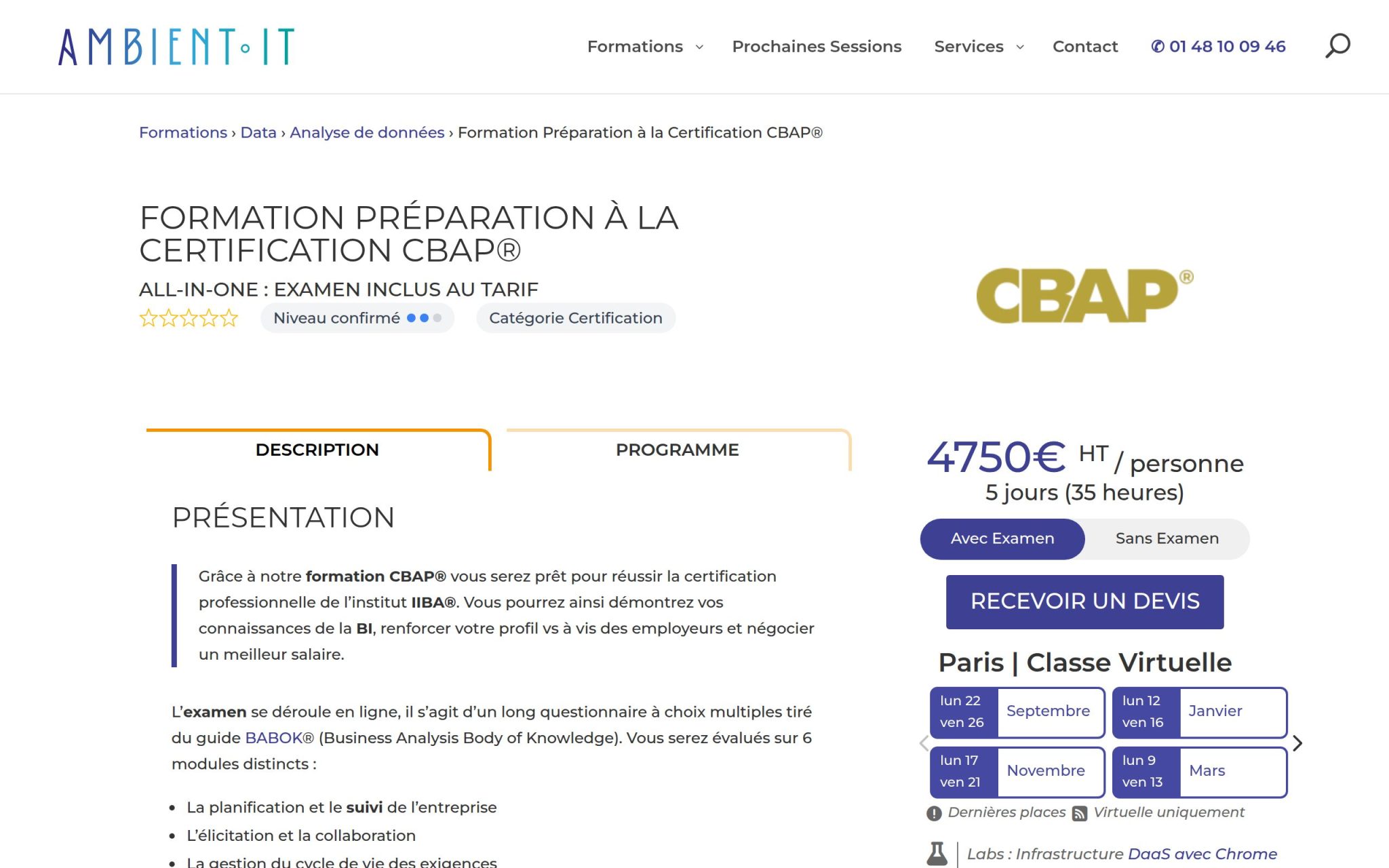 Formation Préparation à la Certification CBAPŸ - Ambient IT