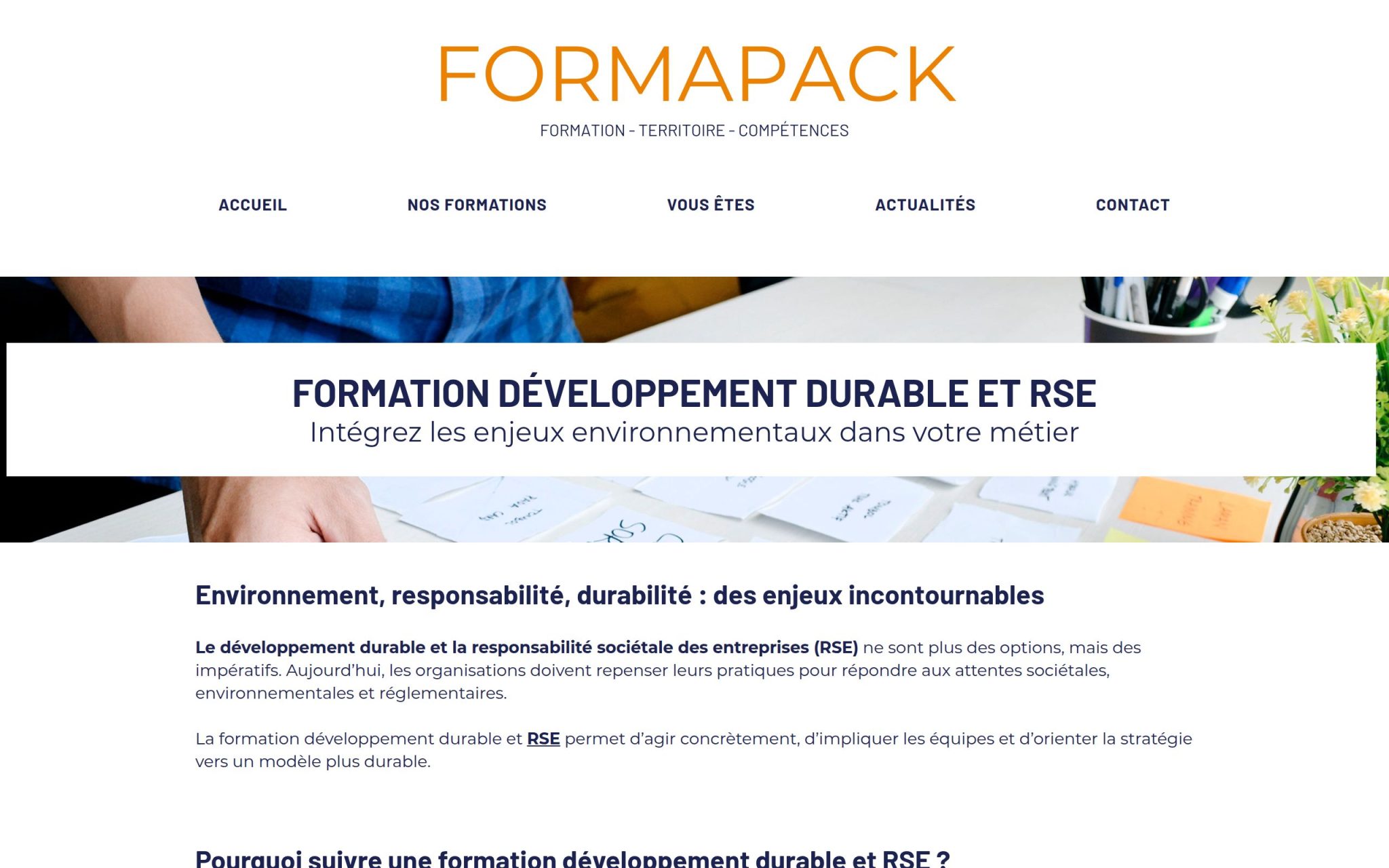 Formation développement durable et RSE - Formapack