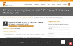 Communication et gestion de crise QSE - Formasuite