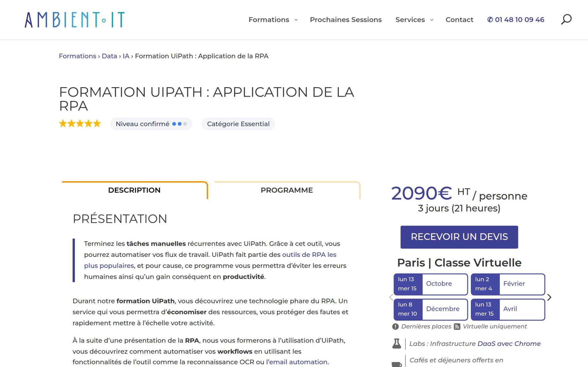 Formation UiPath : Application de la RPA - Ambient IT