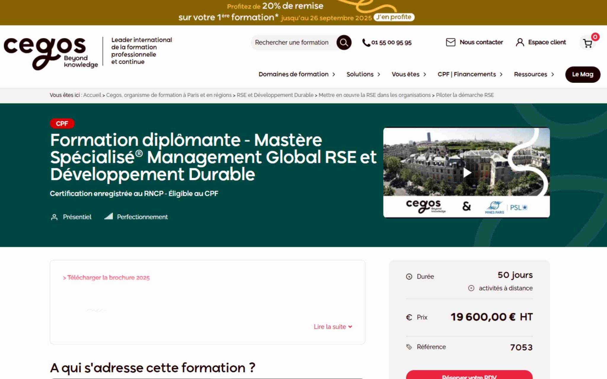 MastÚre SpécialiséŸ Management Global RSE et Développement Durable - Cegos