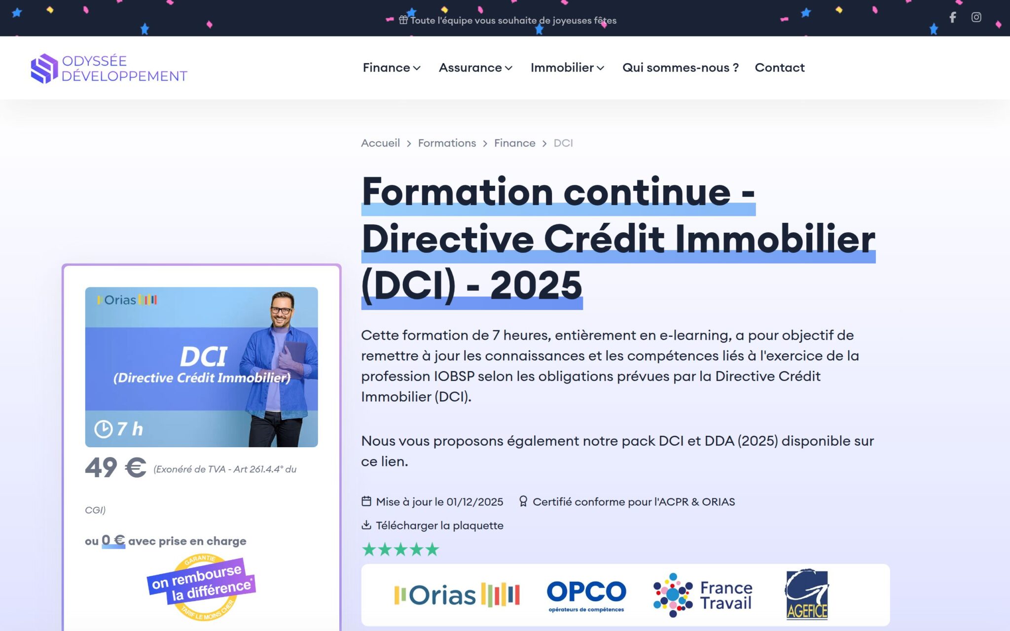 DCI â Directive CrĂ©dit Immobilier (7 h) - ODYSSEE DEVELOPPEMENT
