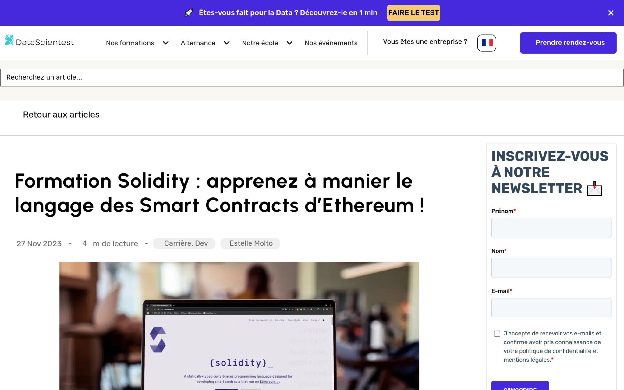 Formation Solidity - DataScientest.com
