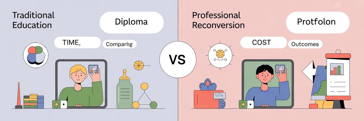 Comment devenir Business Analyst : Le guide complet (études vs reconversion)" 4 Études vs Reconversion : comparaison détaillée pour faire le bon choix