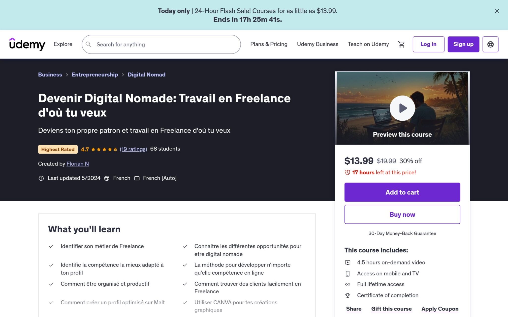 Devenir Digital Nomade: Travail en Freelance d'où tu veux - Udemy