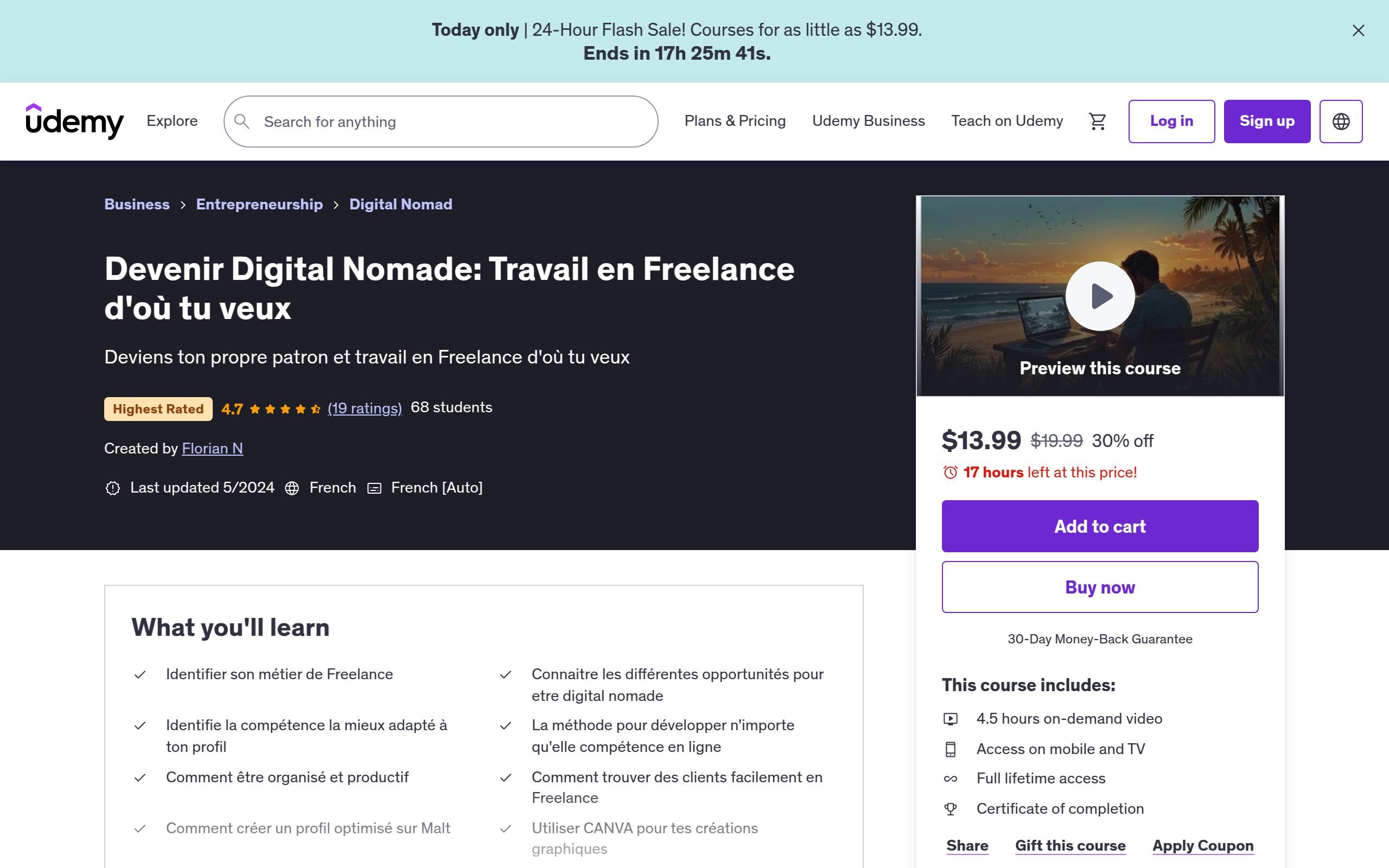 Devenir Digital Nomade: Travail en Freelance d’où tu veux – Udemy