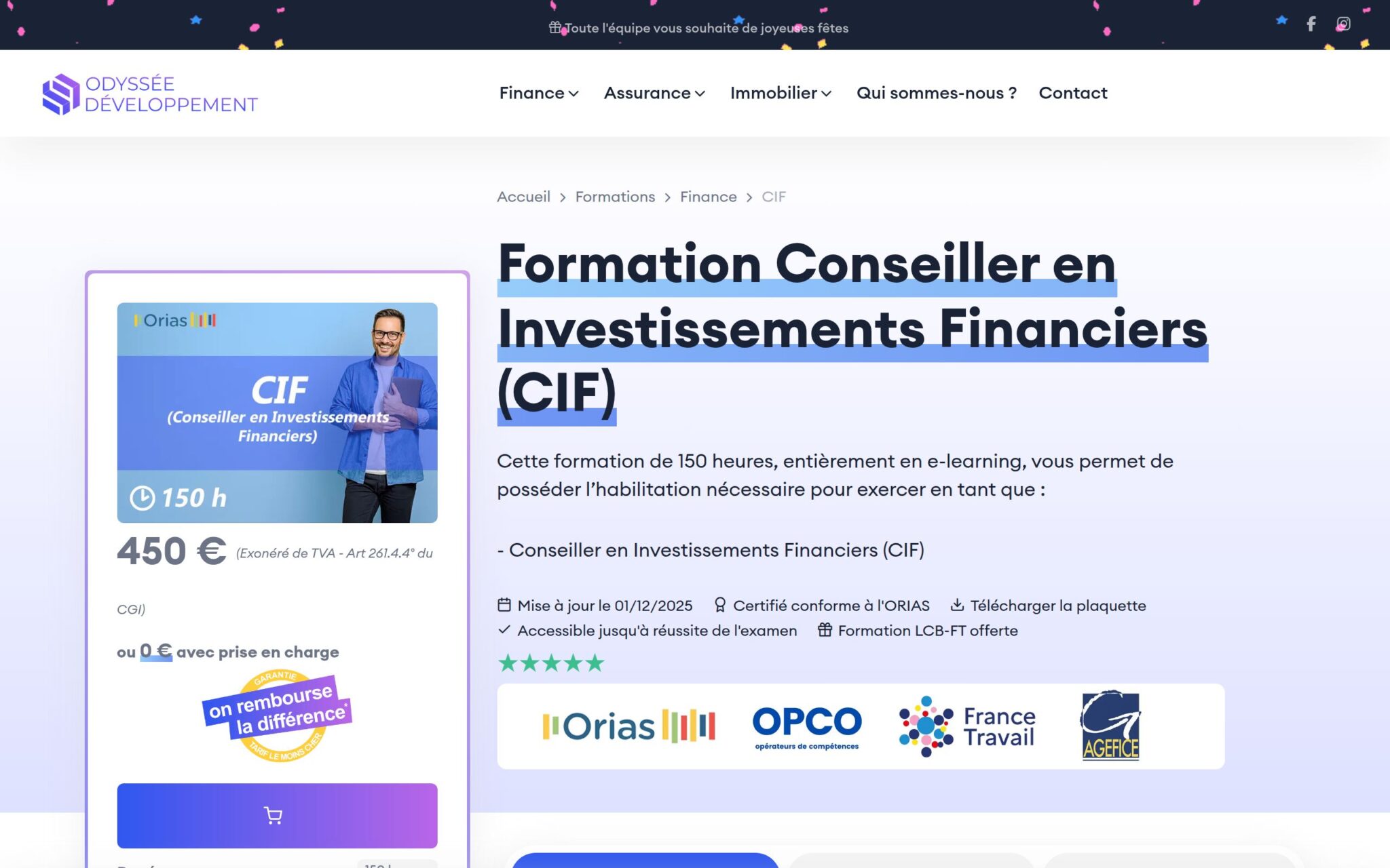 CIF â Conseiller en Investissements Financiers (150 h) - ODYSSEE DEVELOPPEMENT