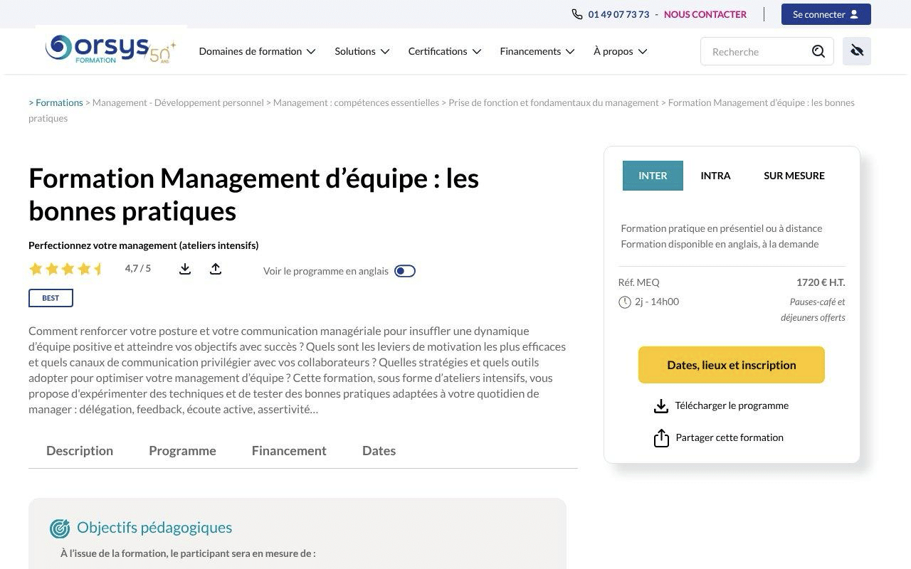 Les 6 meilleures formations en management que l'on a trouvé en juillet 2026 : nos coups de coeur ! 8 orsys formation