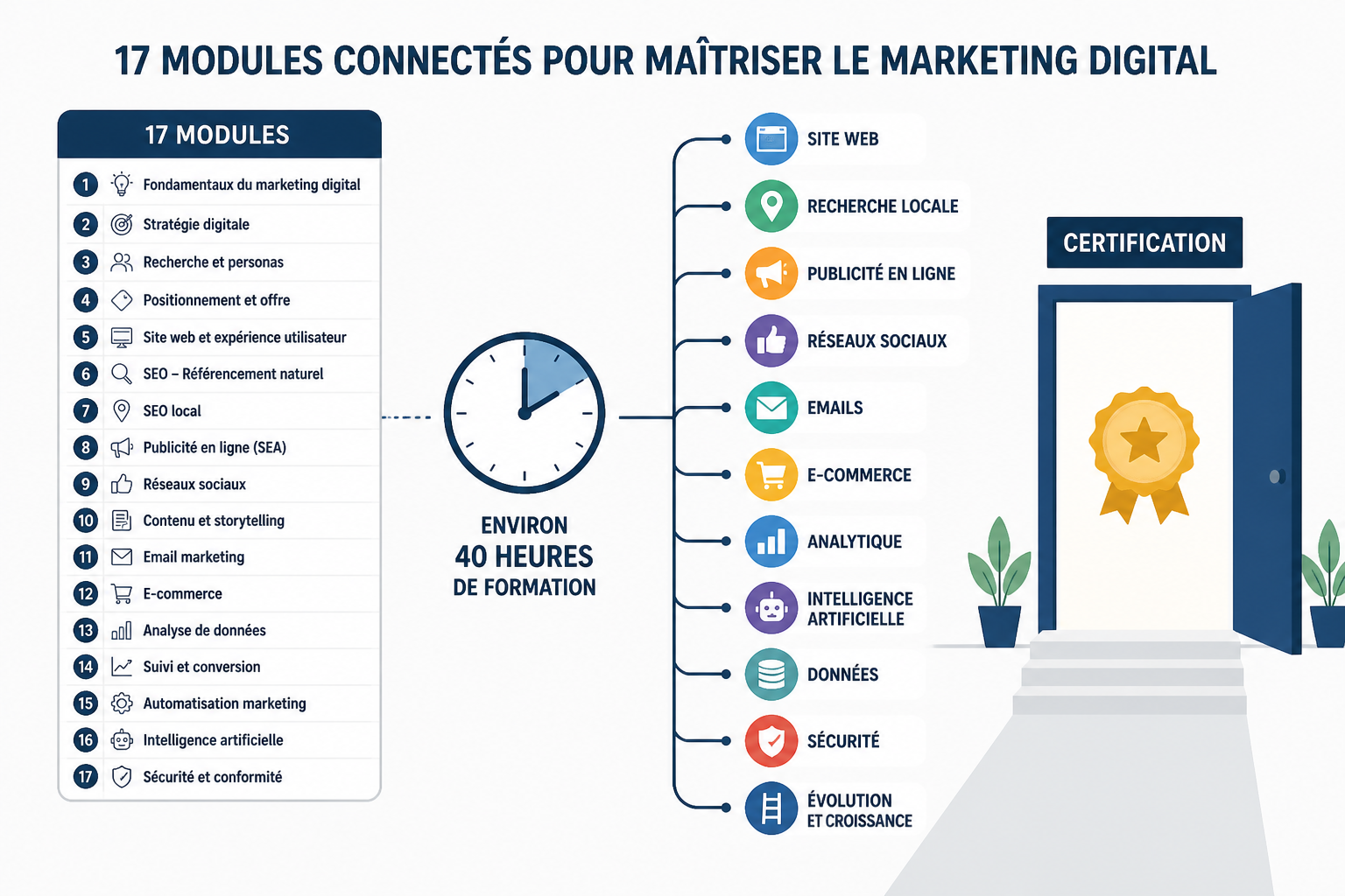 Formation Google Marketing Digital : devenir expert avec Google Ads 2 Que contient le parcours « Les principes fondamentaux du marketing digital » ?