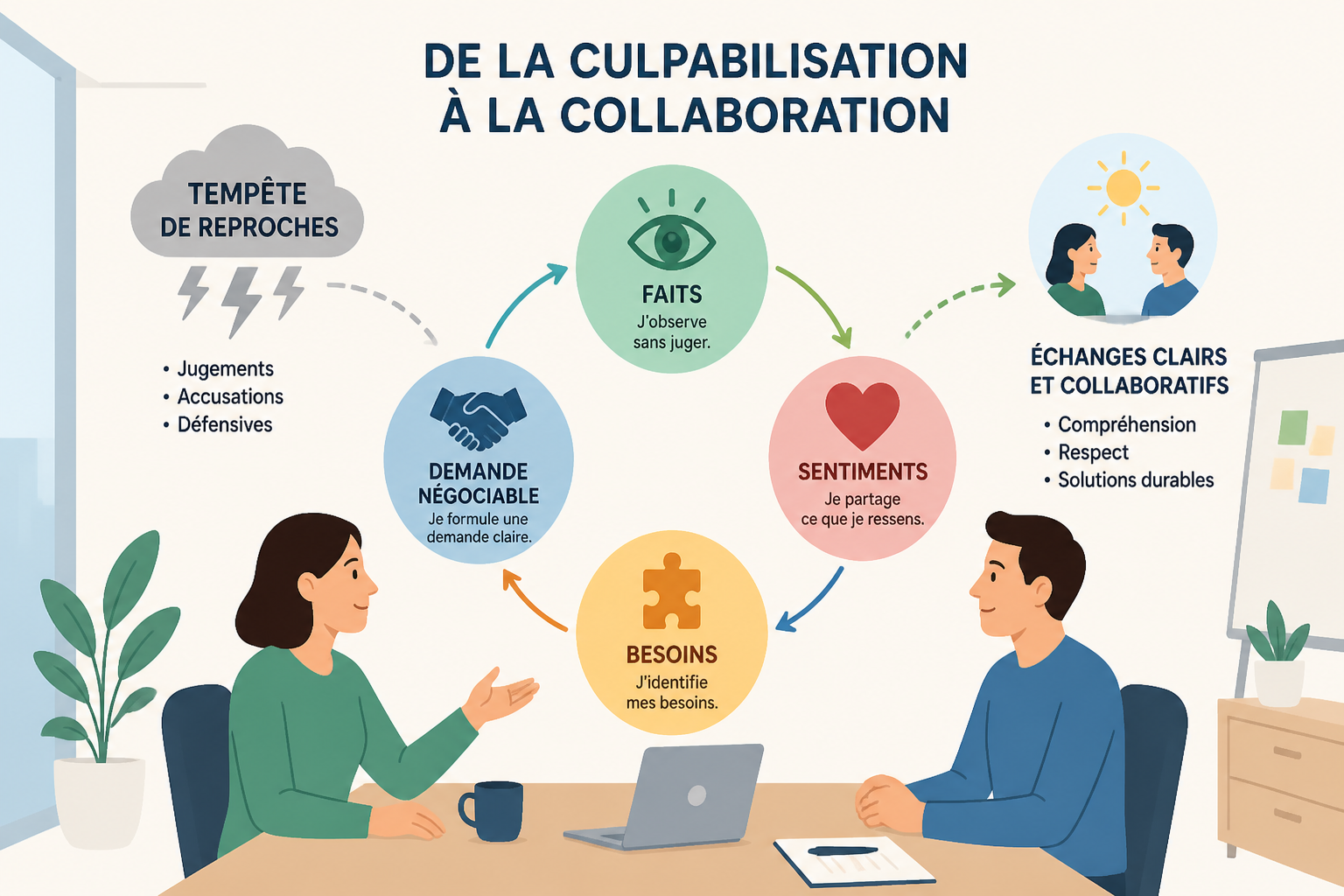 Formation communication non violente : à qui s'adresse-t-elle et que retenir ? 3 Que faut-il retenir de la méthode CNV et de ses bénéfices au travail ?