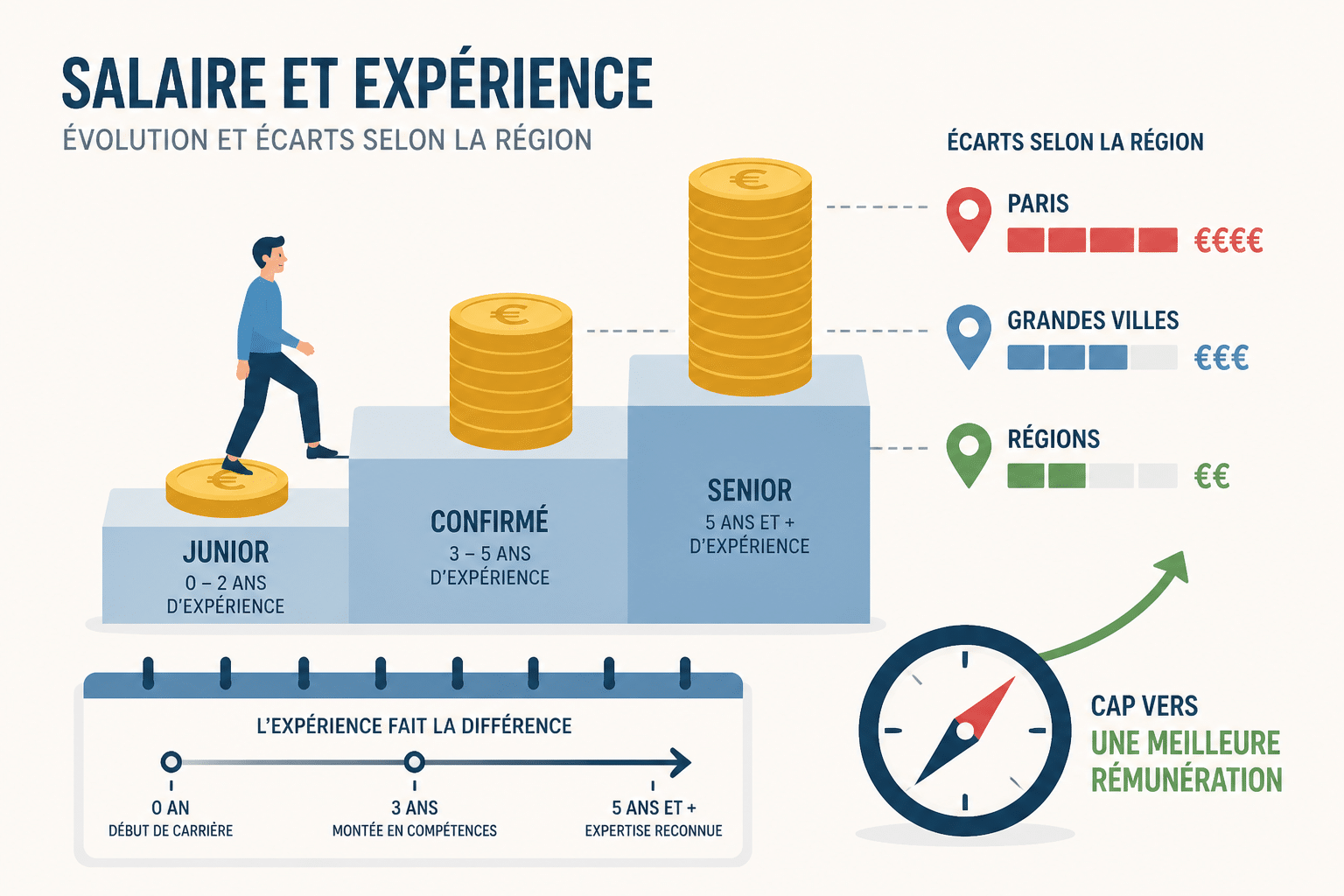 Chef de projet informatique : combien gagne-t-il et que fait-il vraiment ? 2 Combien gagne-t-il selon l'expérience et la région ?