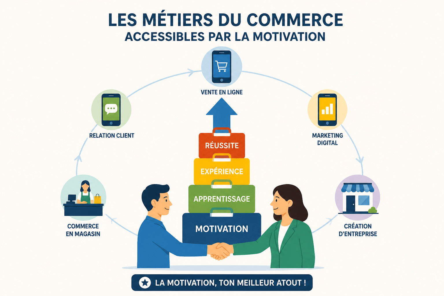 Quels métiers commerciaux sont accessibles sans diplôme ?