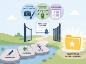 Devenir infographiste en reconversion : compétences et logiciels à maîtriser