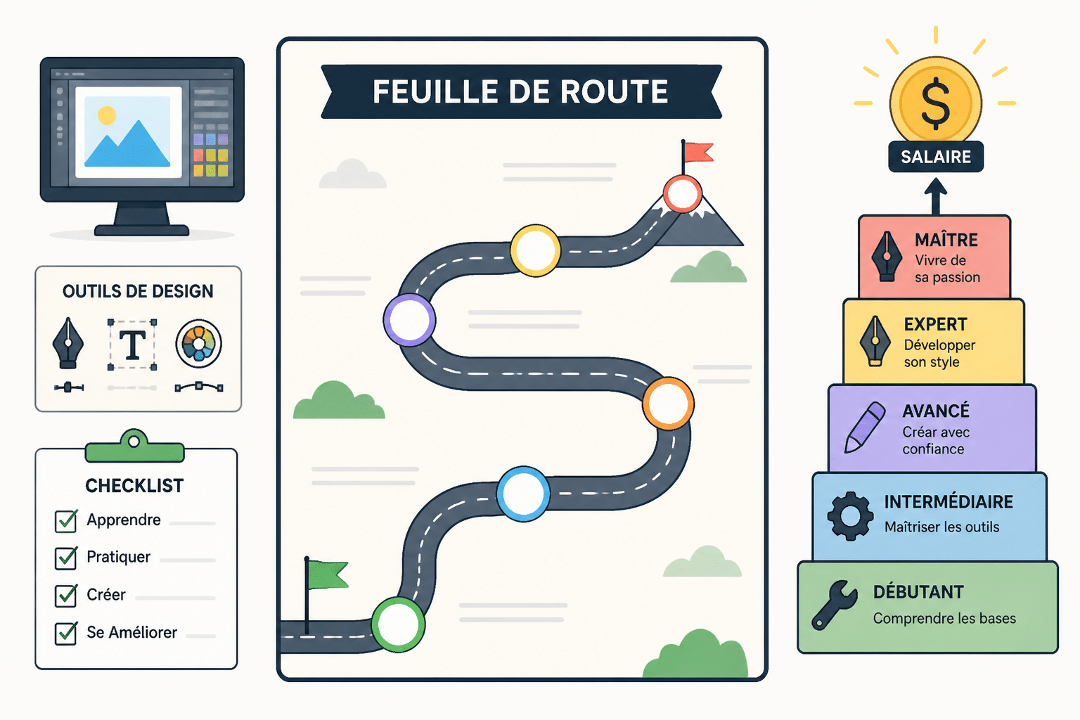 Devenir infographiste en reconversion : compétences et logiciels à maîtriser 1 Ce que couvre cet article