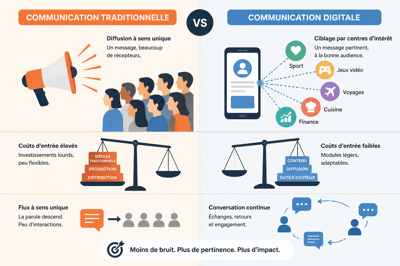 Marketing digital vs marketing traditionnel : quelles différences ? 2 Quelles sont les différences clés point par point ?