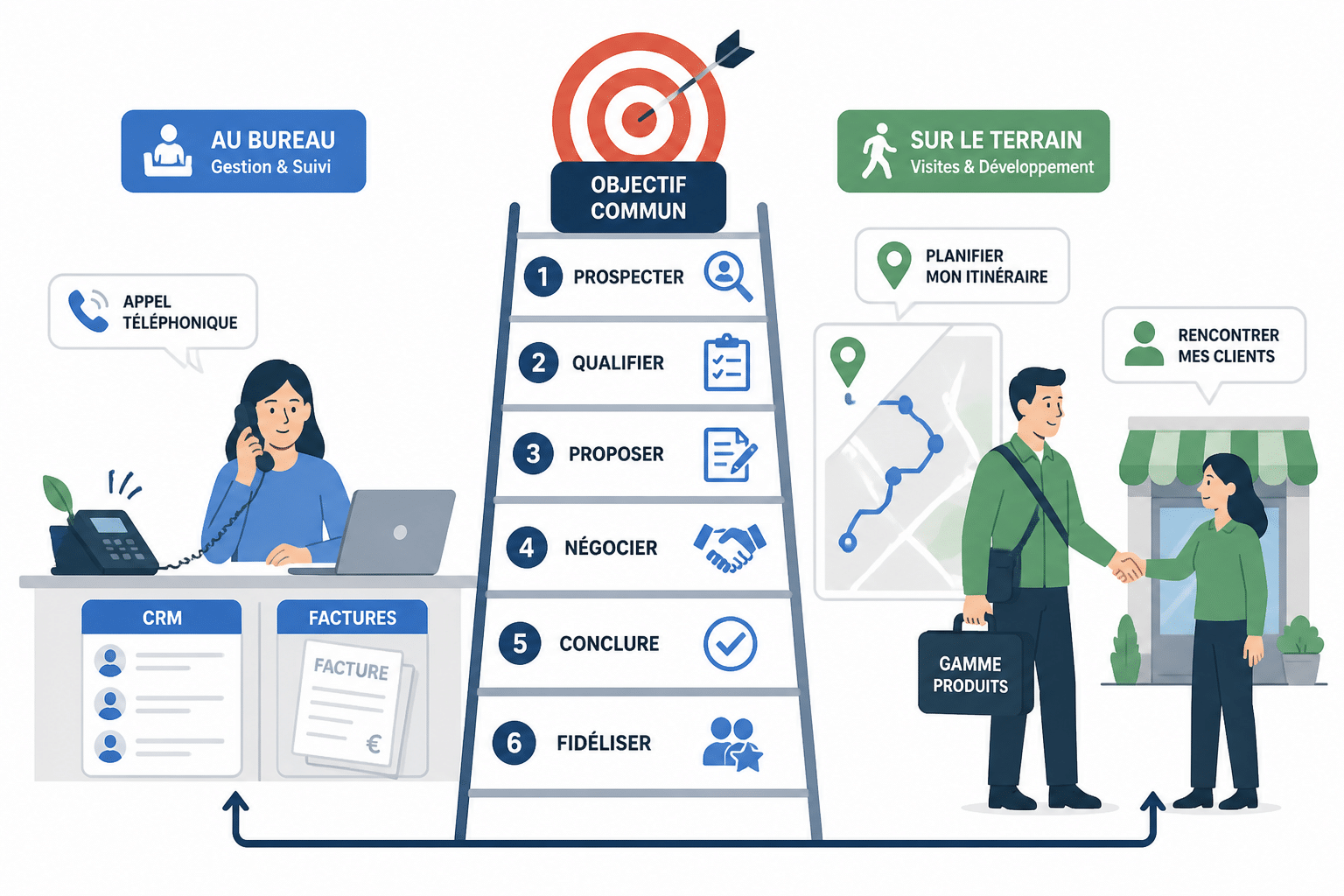 Commercial sédentaire et commercial terrain : quelles différences ? 3 Quelles sont les missions de chacun au quotidien ?