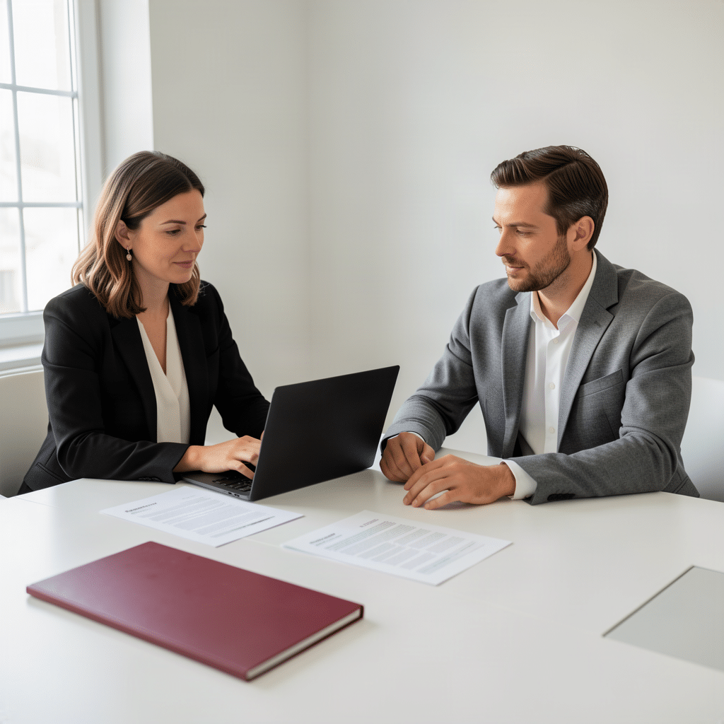 Ajouter mes formations 1 Deux responsables de formation étudient un catalogue de formations professionnelles