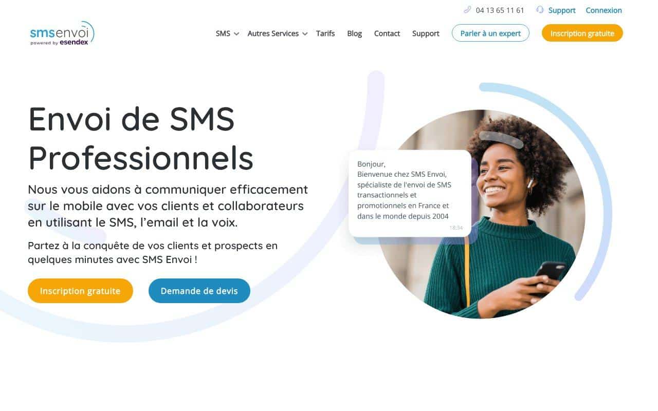 Les 7 meilleures plateformes d'envoi de sms en masse 4 Page d’accueil SMS Envoi dédiée à l’envoi de SMS professionnels