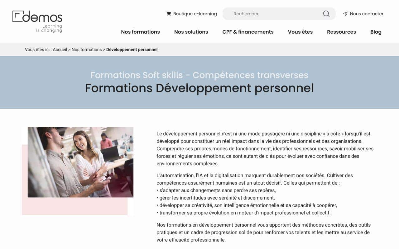 Les meilleures formations en développement personnel en Octobre 2026 : le comparatif 10 Catalogue des formations en développement personnel de Demos