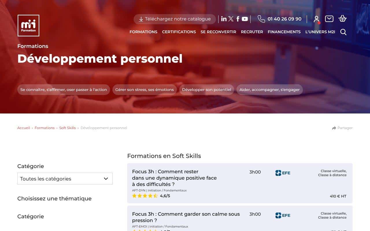 Les meilleures formations en développement personnel en Octobre 2026 : le comparatif 6 Catalogue des formations en développement personnel de M2i